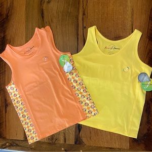 ferreira tennis Set of TWO Tops, Lemon Yellow Racerback & Tangerine, NWT, Small